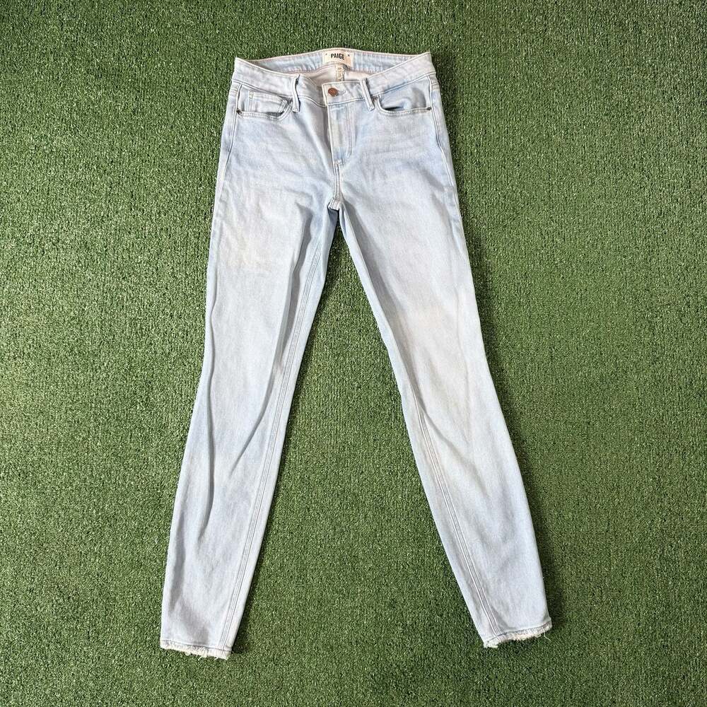 PAIGE Women's Light Wash Skinny Jeans with Distressed raw hem